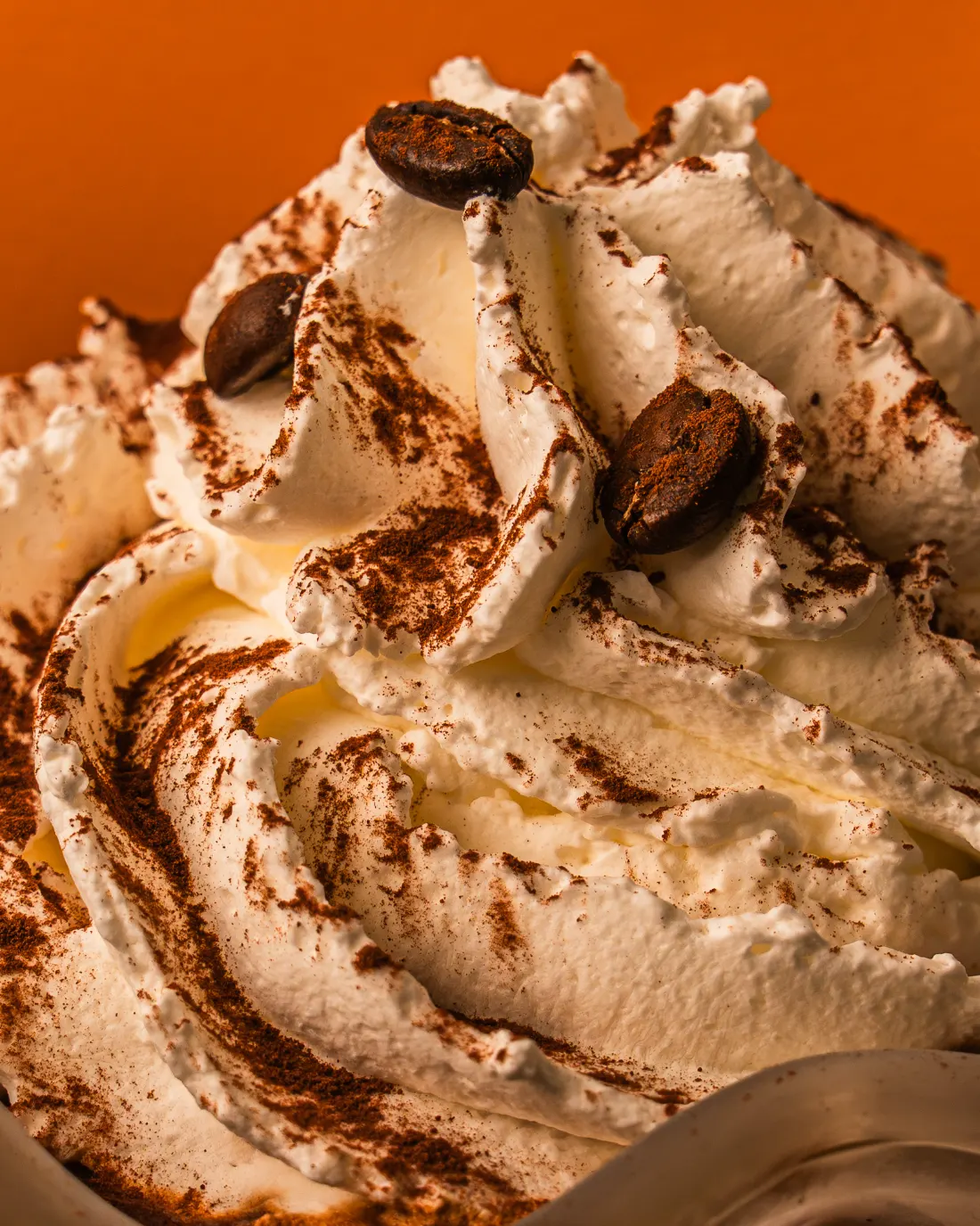 Panna con polvere di cacao su una coppa gelato di Café du Globe a Pistoia